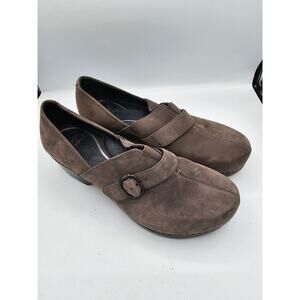DANSKO brown Suede Buckle Slip On Clogs 40
